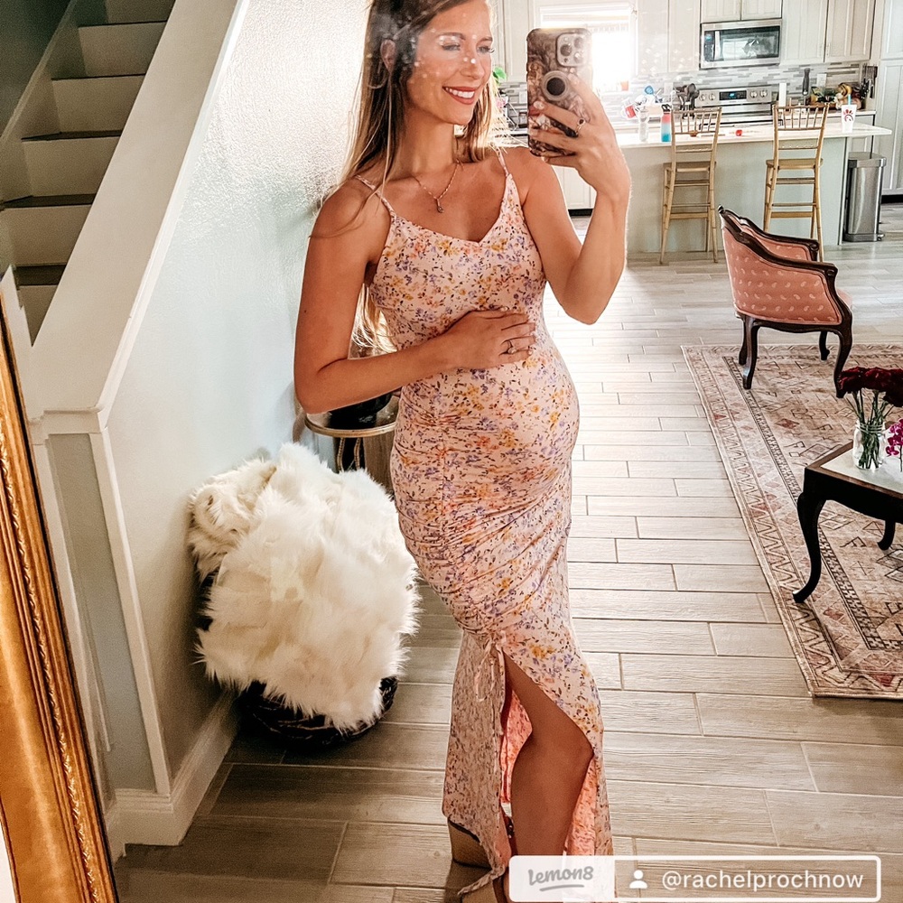 Pink Floral Maternity Dress